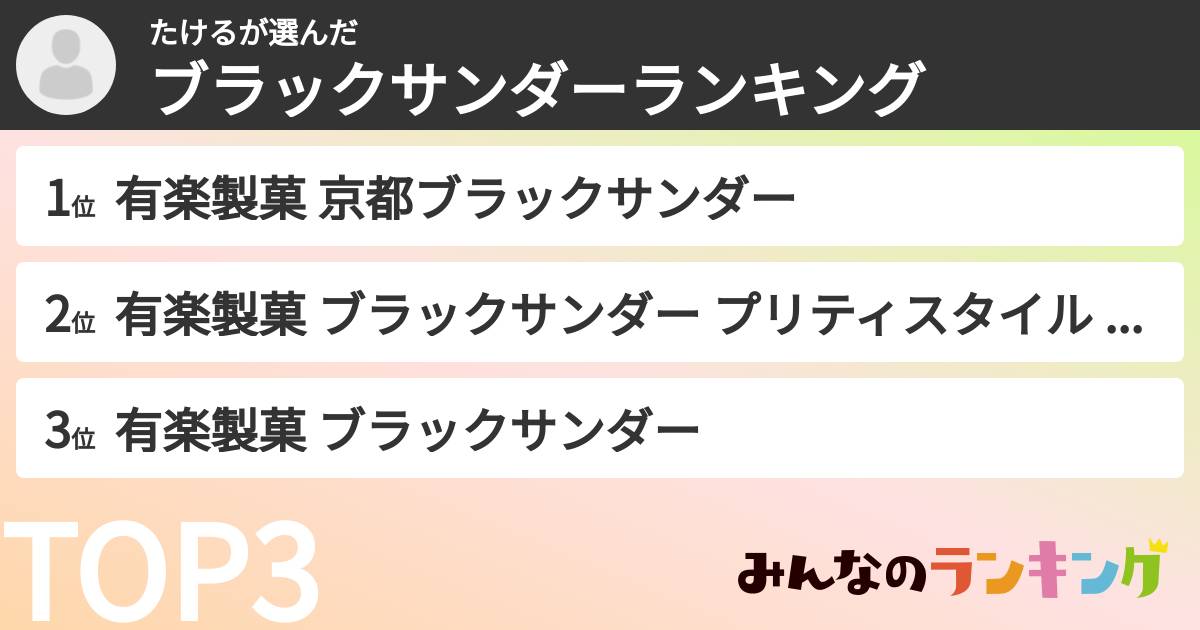 たけるさんの「ブラックサンダーランキング」