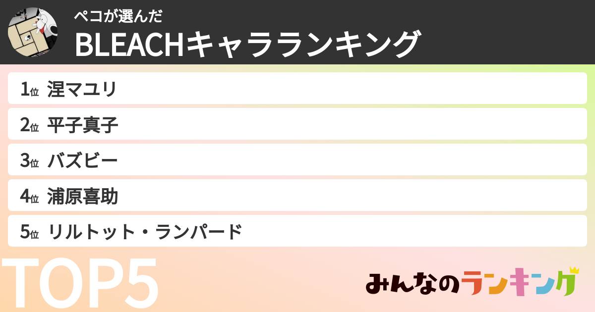 ペコさんの「BLEACHキャラランキング」