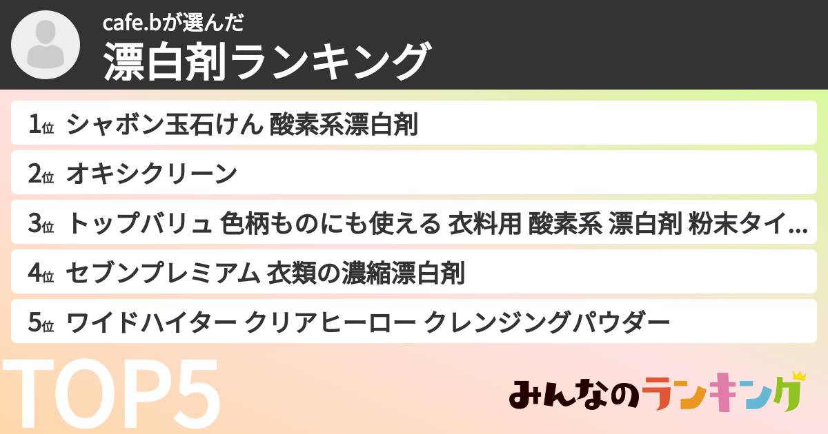 cafe.bさんの「漂白剤ランキング」