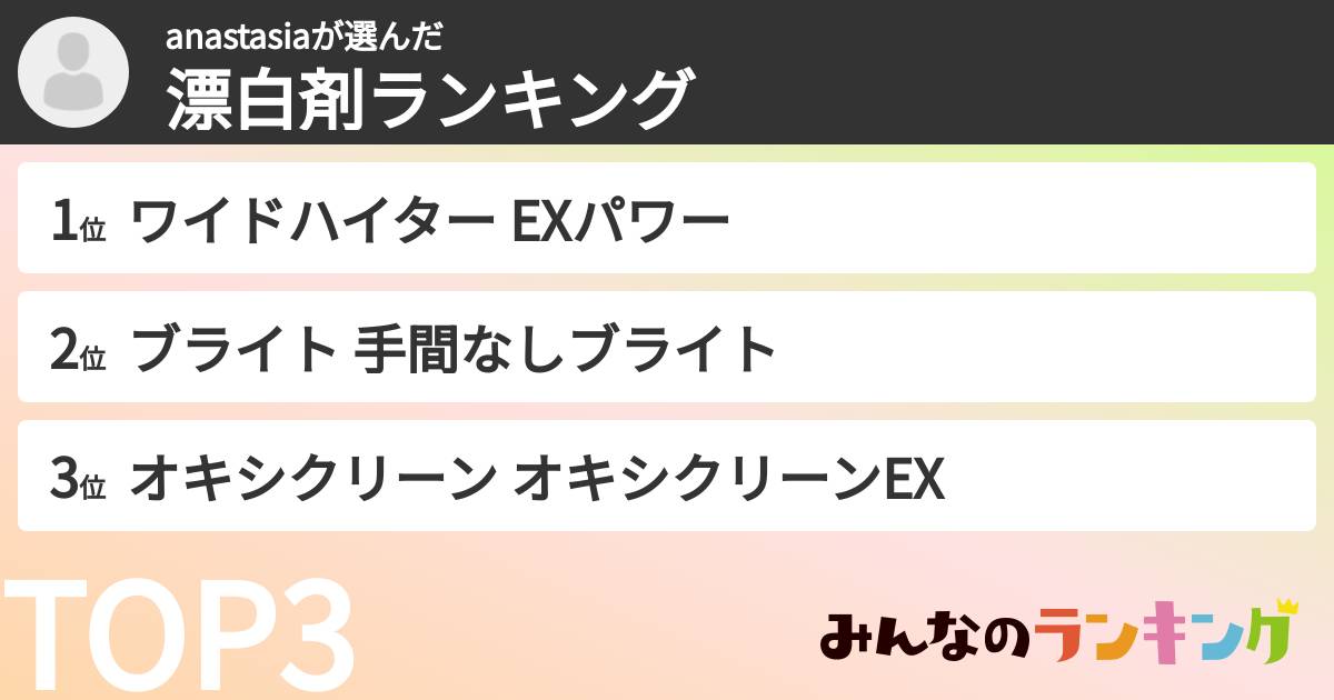 anastasiaさんの「漂白剤ランキング」