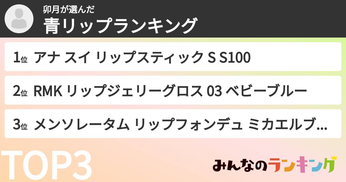 卯月さんの「青リップランキング」