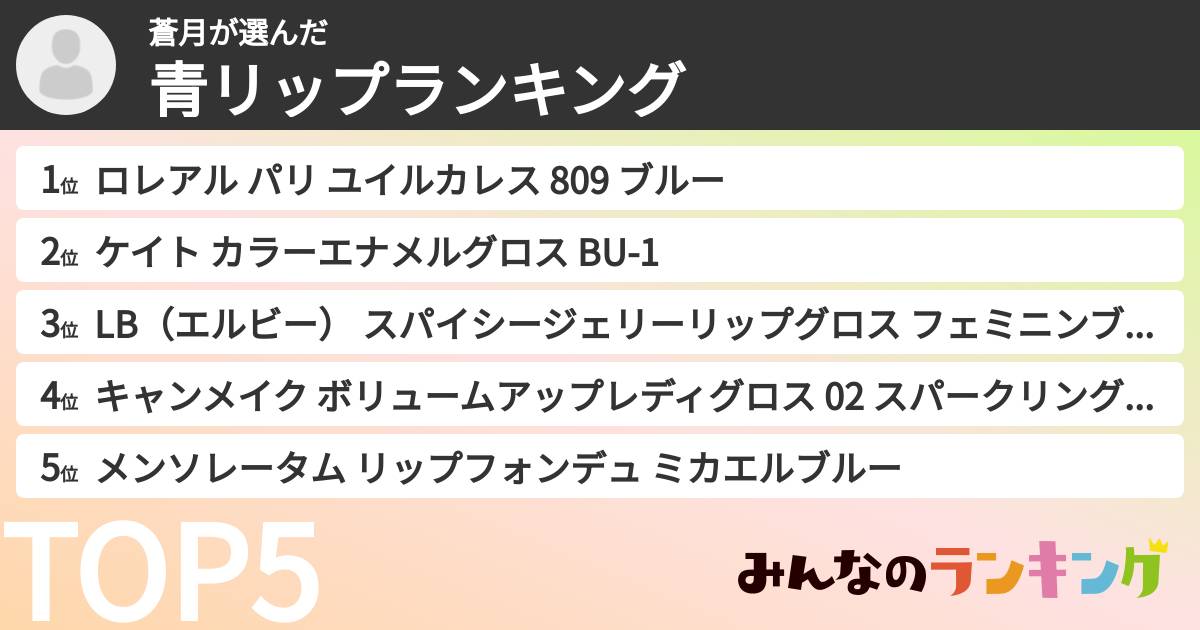 蒼月さんの「青リップランキング」