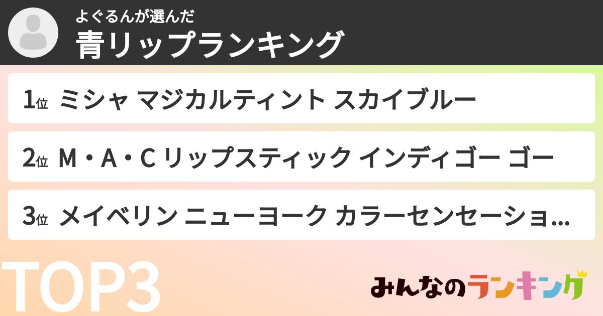 よぐるんさんの「青リップランキング」