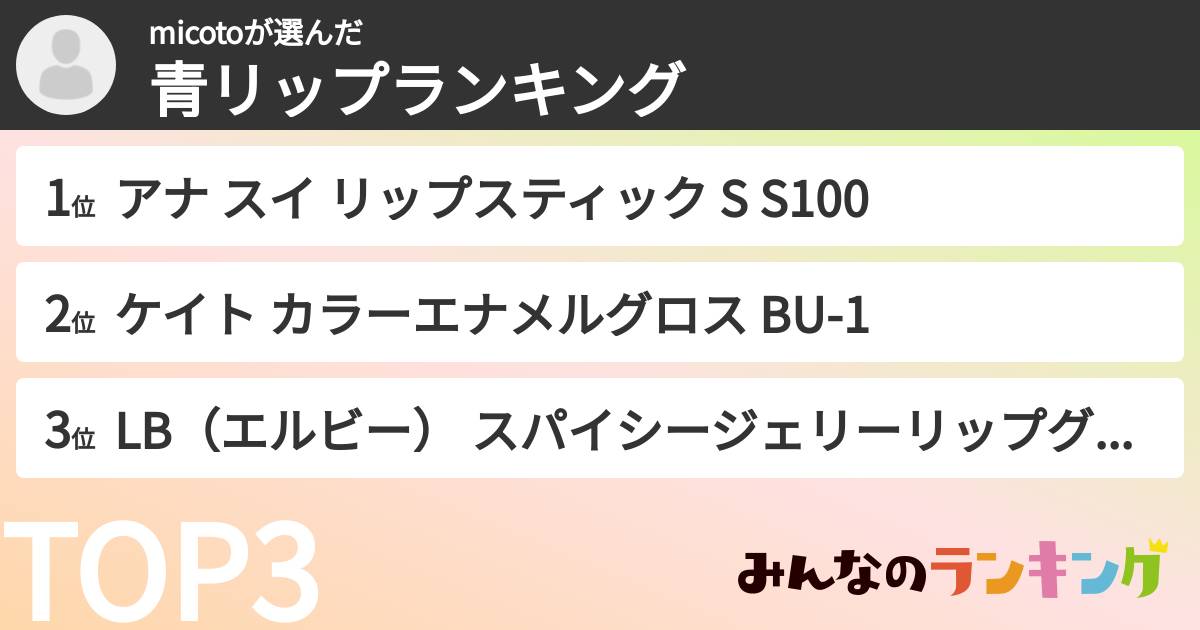 micotoさんの「青リップランキング」