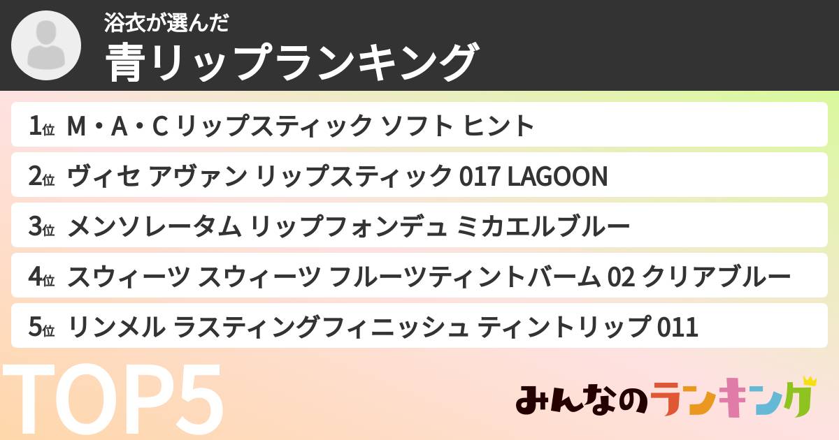 浴衣さんの「青リップランキング」