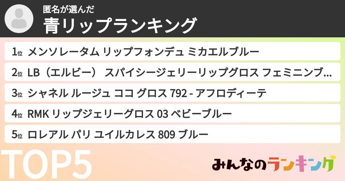匿名さんの「青リップランキング」