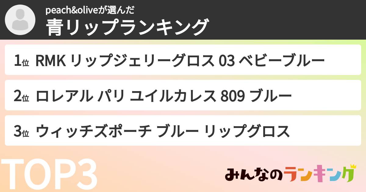 peach&oliveさんの「青リップランキング」