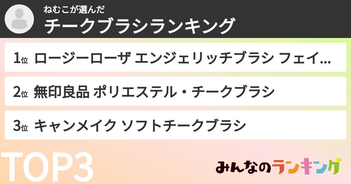 ねむこさんの「チークブラシランキング」
