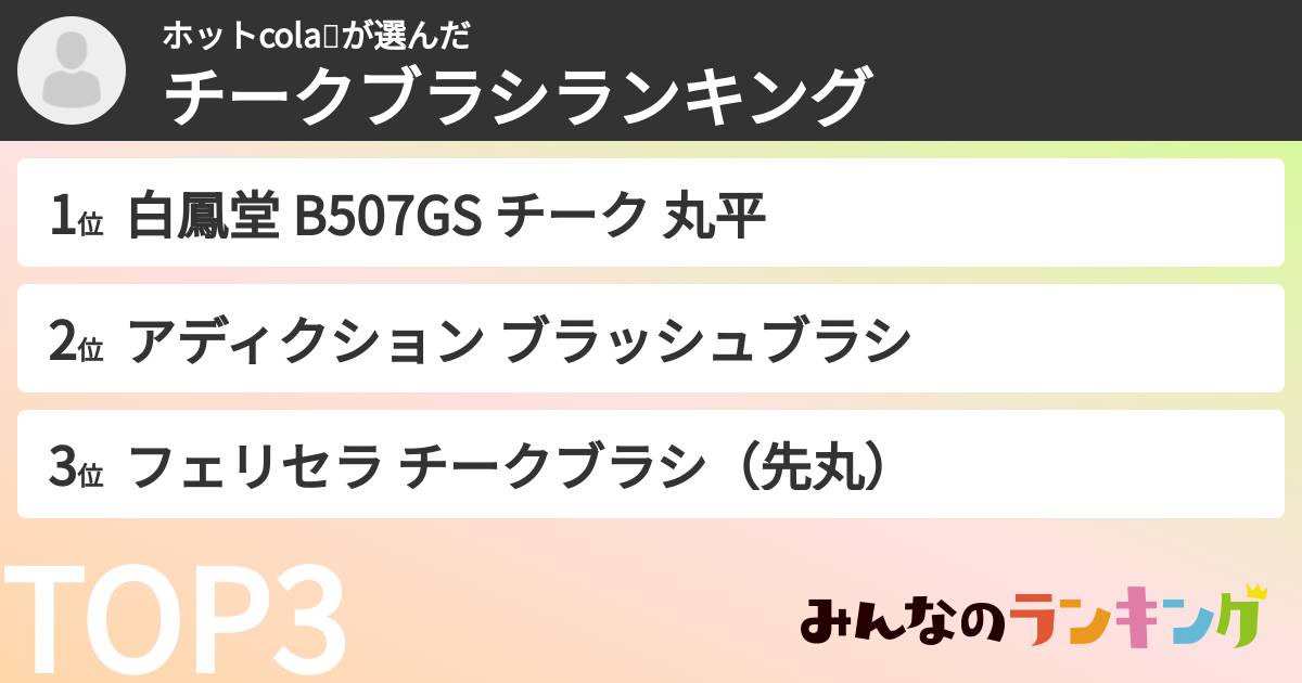 ホットcola🥤さんの「チークブラシランキング」