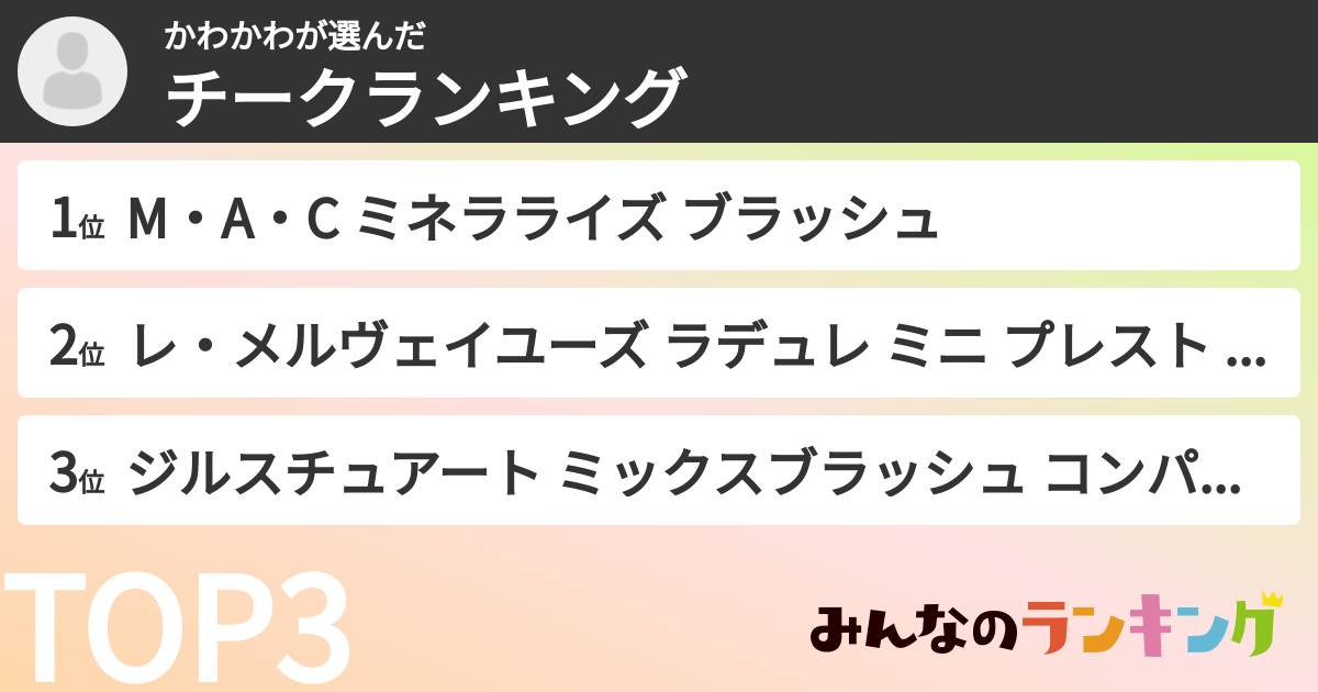 かわかわさんの「チークランキング」