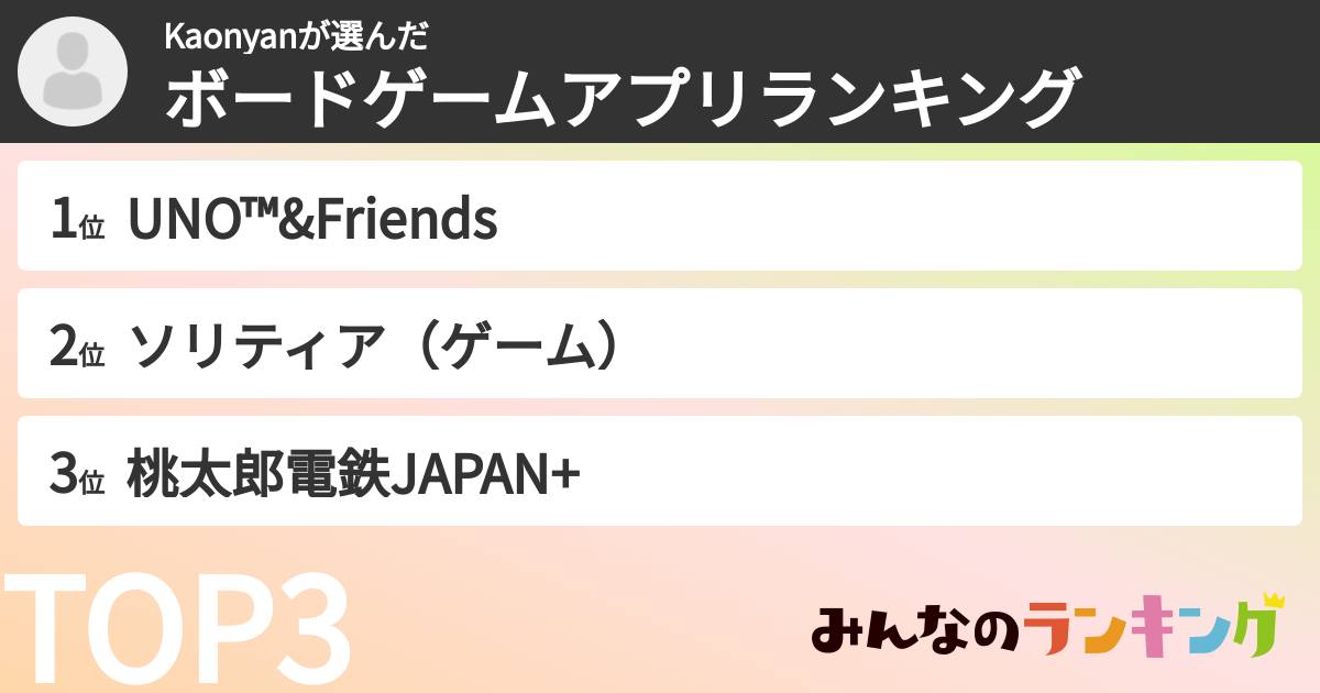 Kaonyanさんの「ボードゲームアプリランキング」