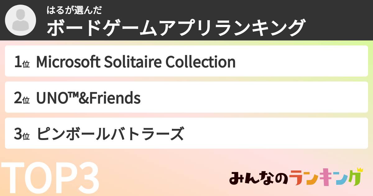はるさんの「ボードゲームアプリランキング」