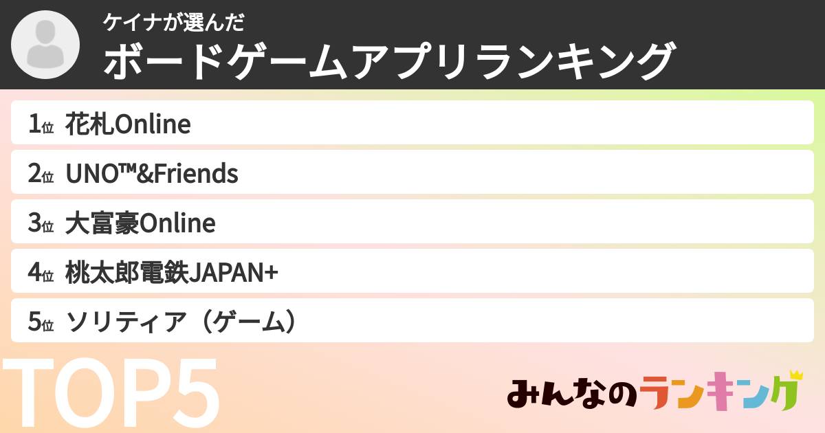 ケイナさんの「ボードゲームアプリランキング」