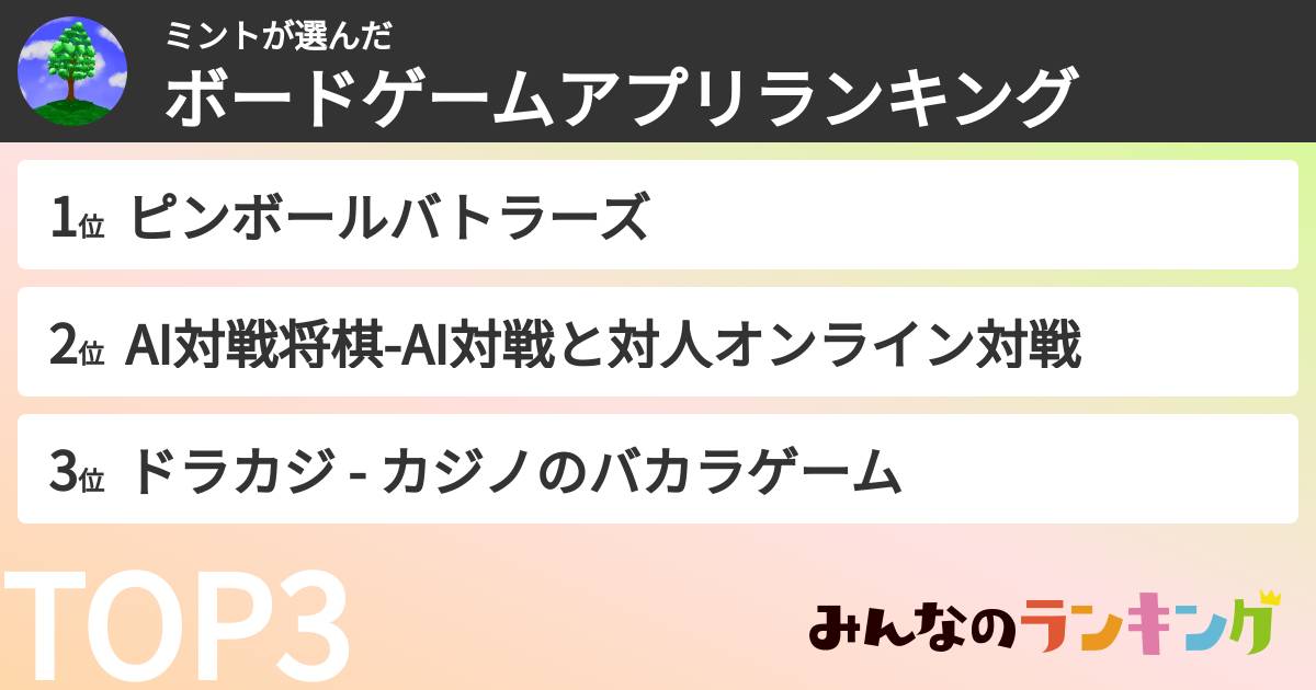 ミントさんの「ボードゲームアプリランキング」