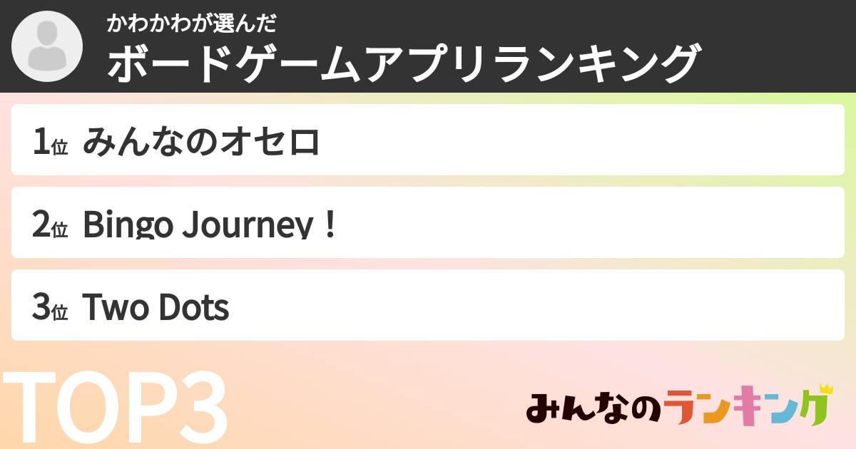 かわかわさんの「ボードゲームアプリランキング」