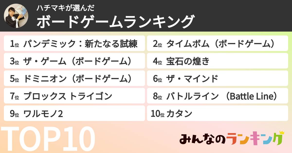 ハチマキさんの「ボードゲームランキング」