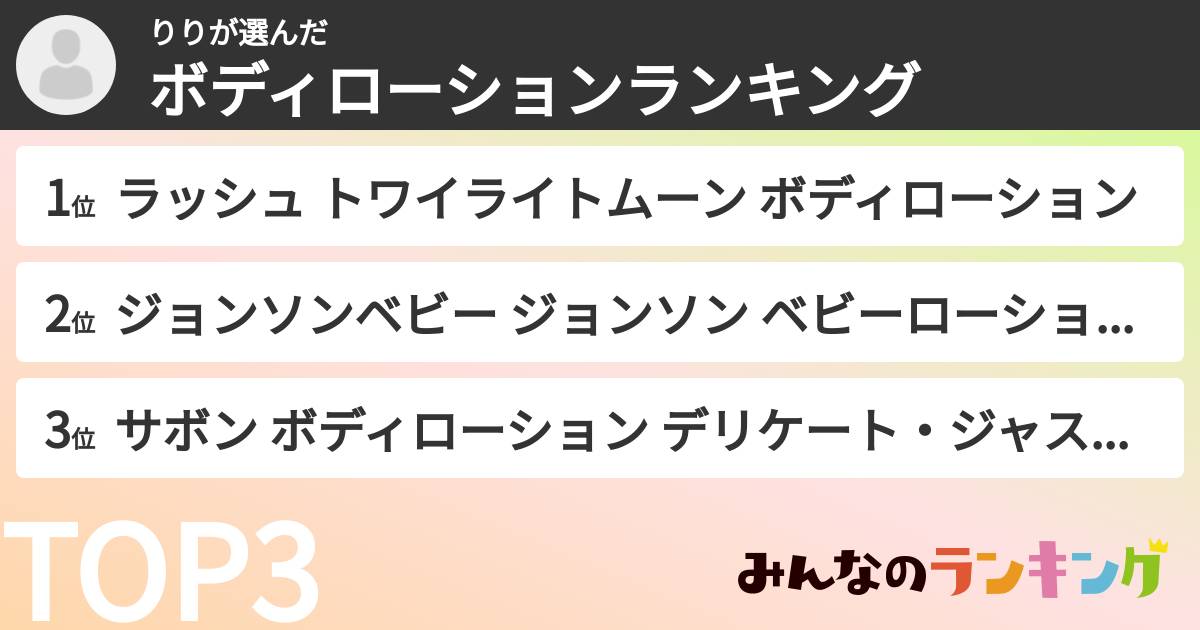 りりさんの「ボディローションランキング」