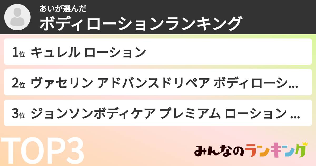 あいさんの「ボディローションランキング」