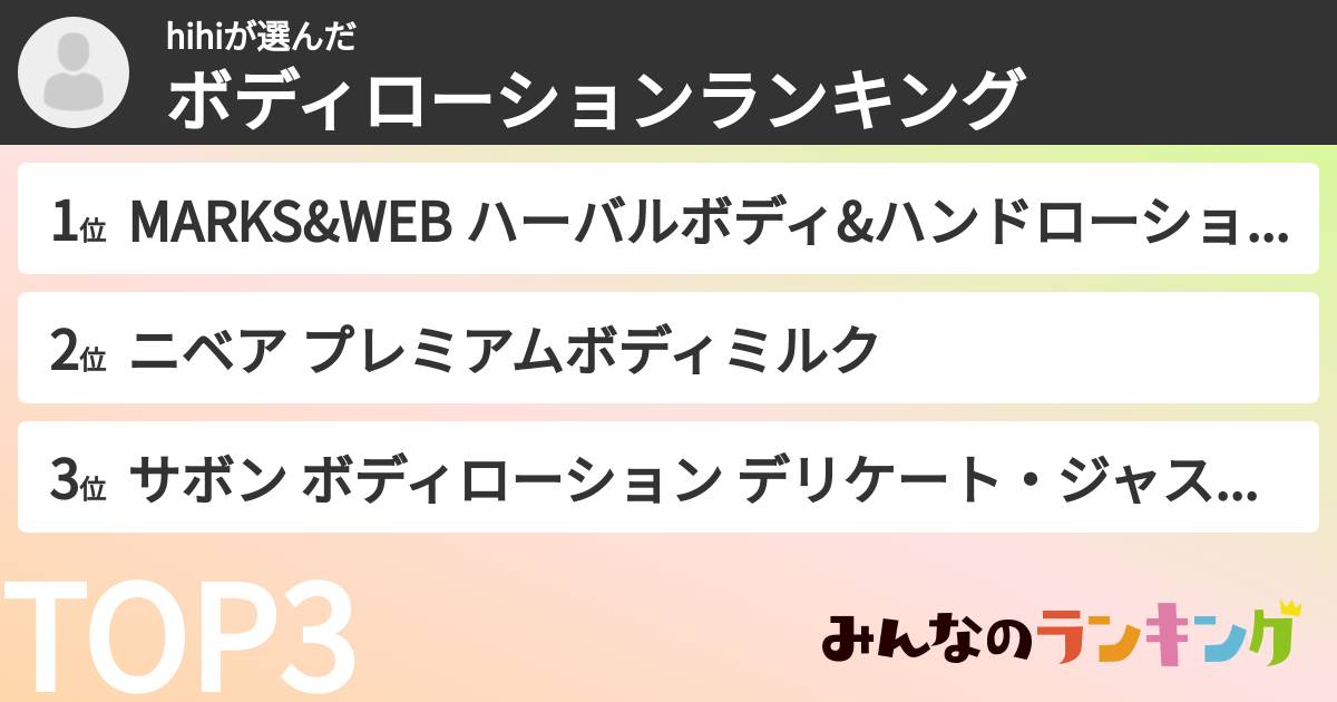 hihiさんの「ボディローションランキング」