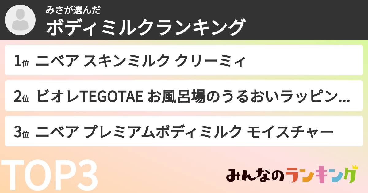 みささんの「ボディミルクランキング」