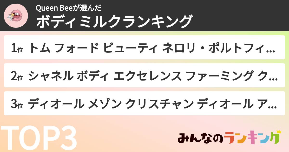 Queen Beeさんの「ボディミルクランキング」