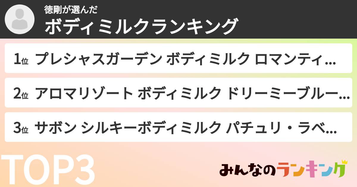 徳剛さんの「ボディミルクランキング」