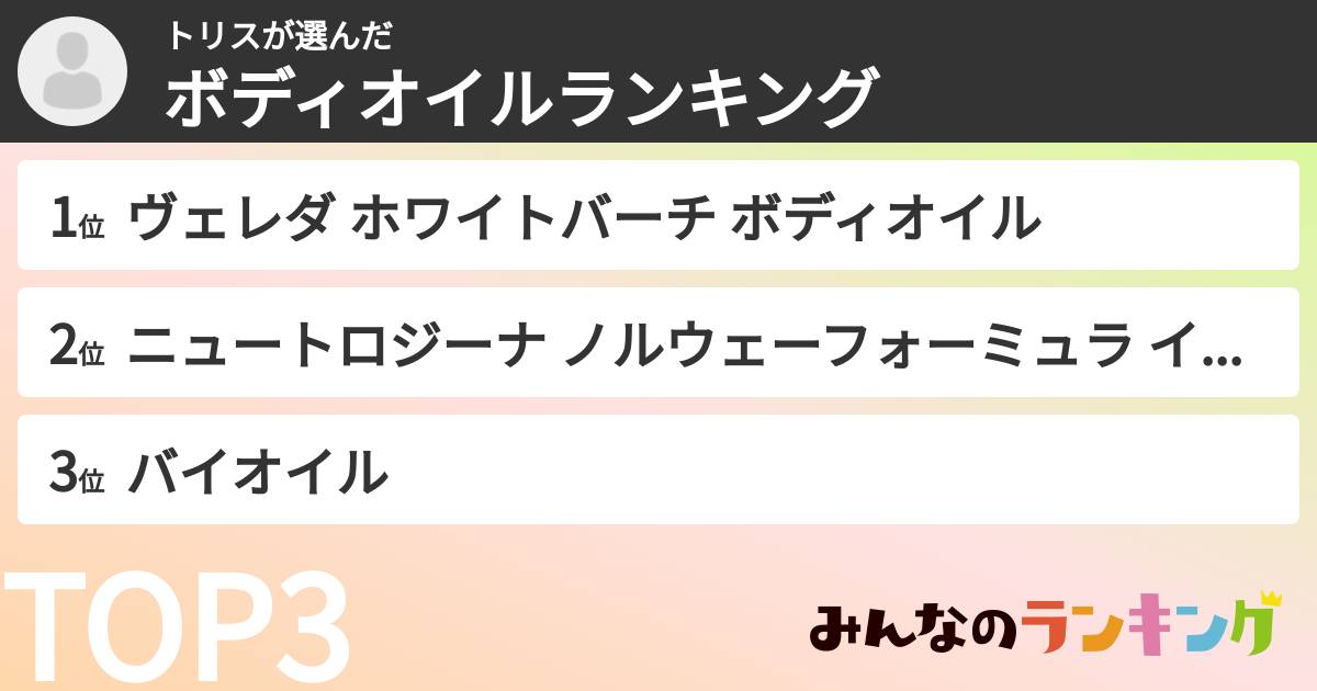 トリスさんの「ボディオイルランキング」