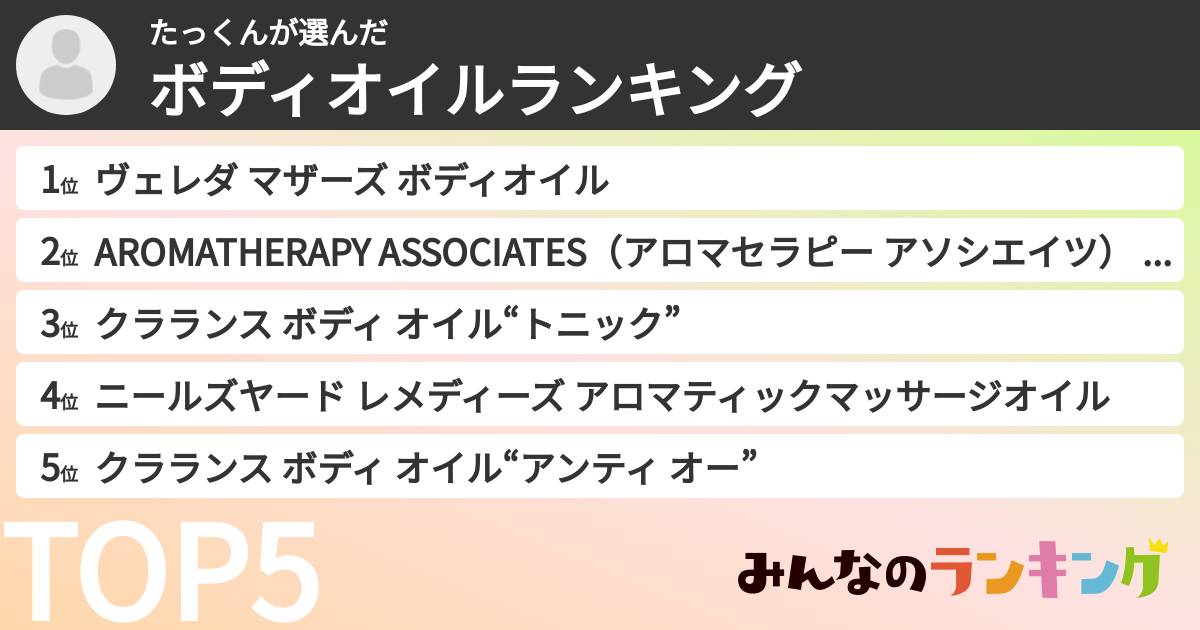 たっくんさんの「ボディオイルランキング」
