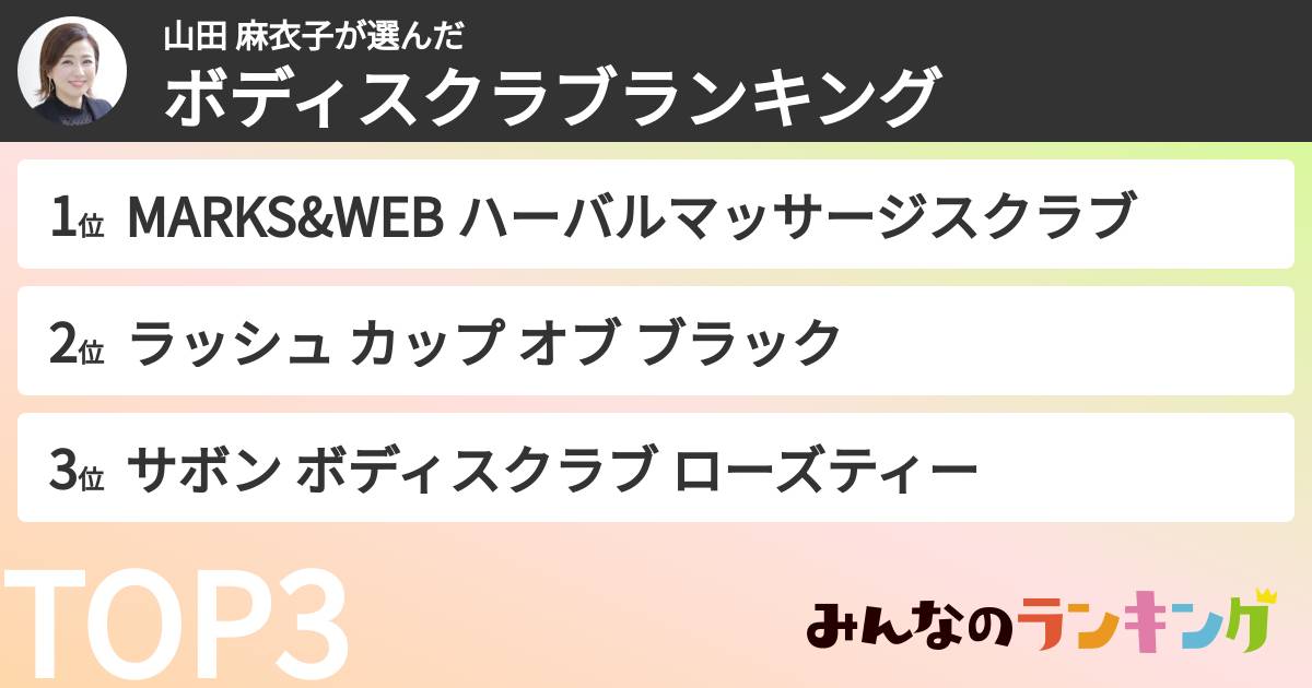 山田 麻衣子さんの「ボディスクラブランキング」