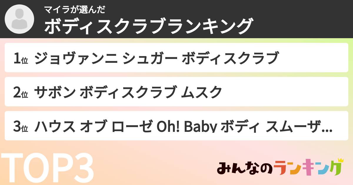 マイラさんの「ボディスクラブランキング」