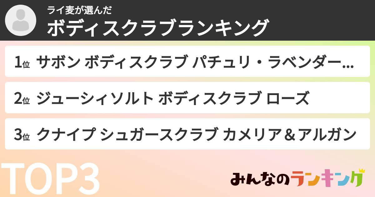 ライ麦さんの「ボディスクラブランキング」