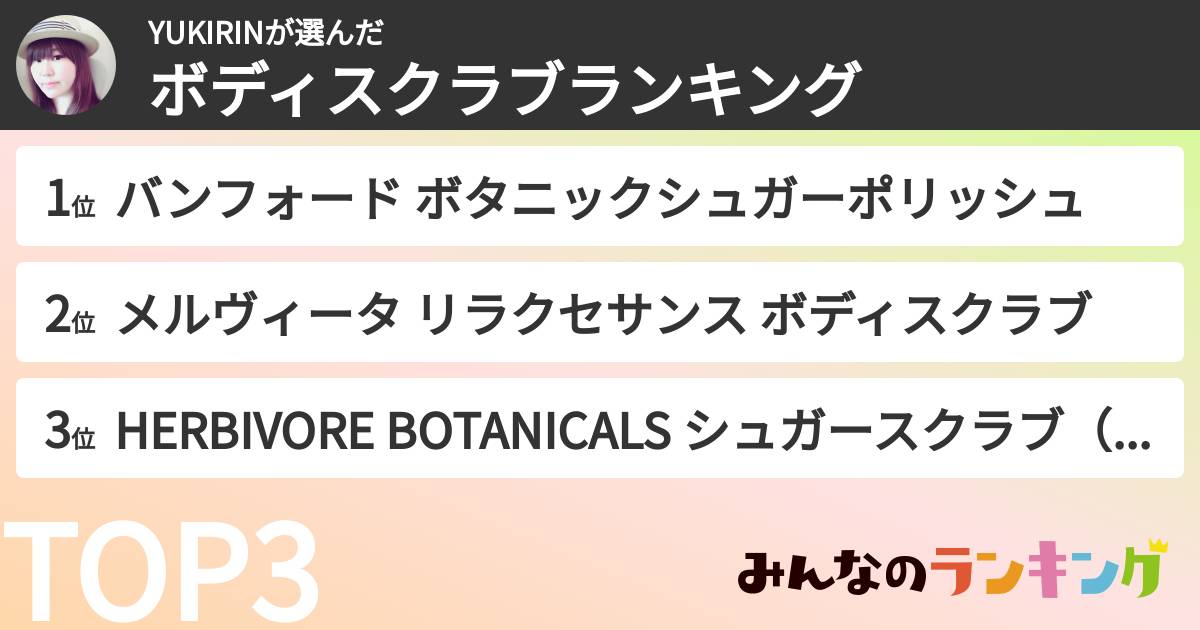 YUKIRINさんの「ボディスクラブランキング」