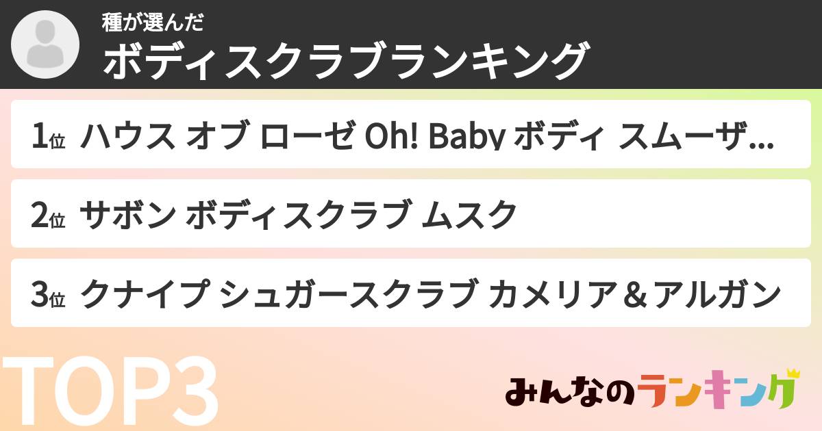 種さんの「ボディスクラブランキング」