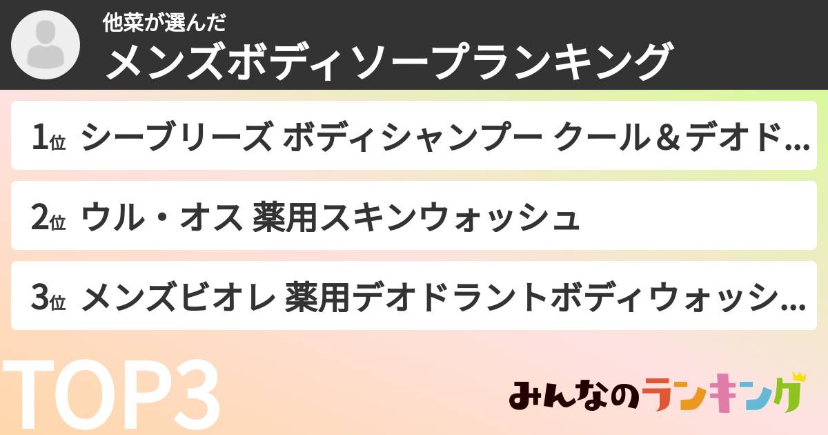 他菜さんの「メンズボディソープランキング」