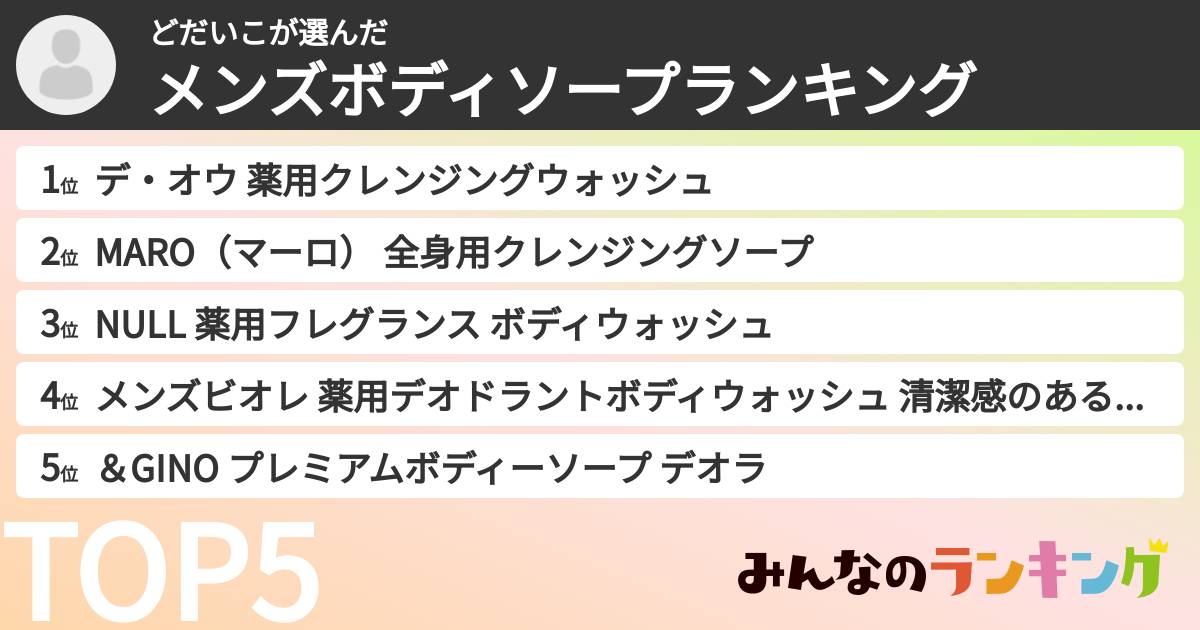 どだいこさんの「メンズボディソープランキング」