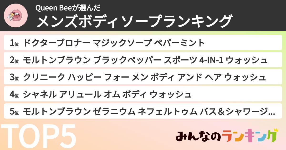 Queen Beeさんの「メンズボディソープランキング」
