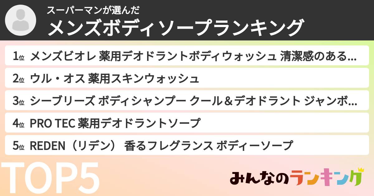 スーパーマンさんの「メンズボディソープランキング」