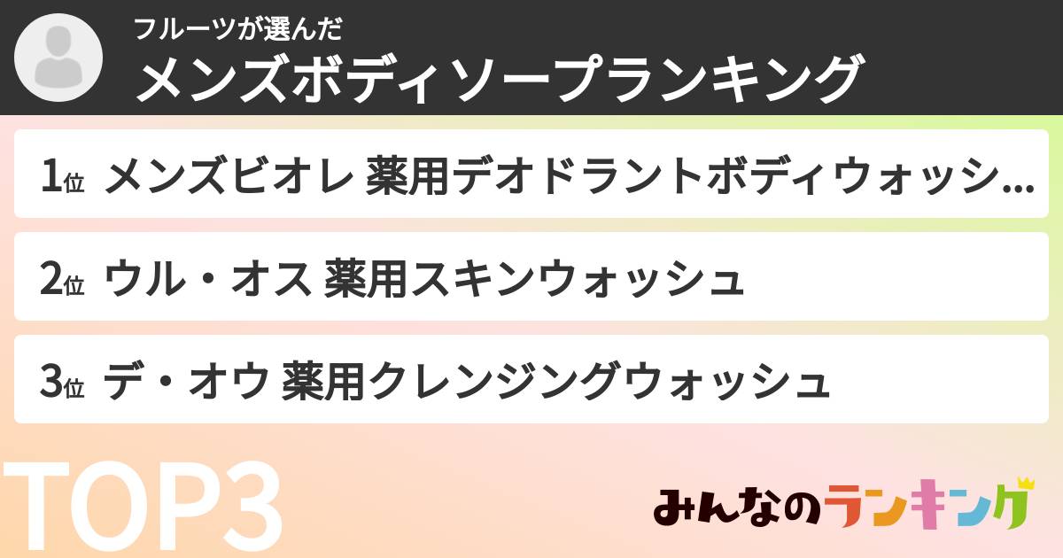 フルーツさんの「メンズボディソープランキング」