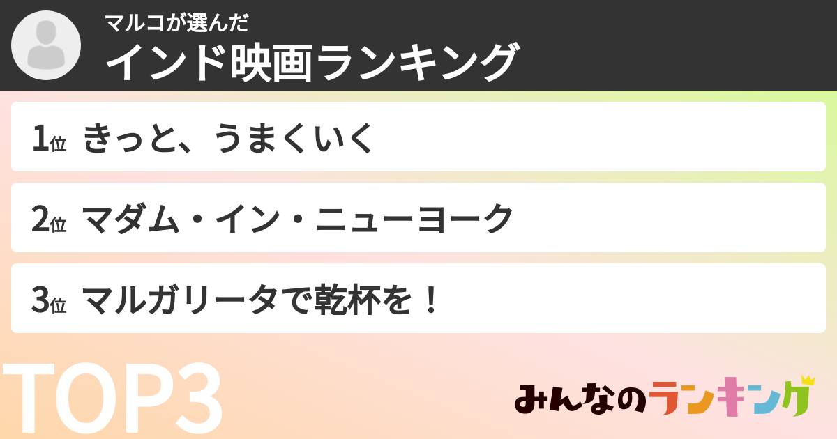 マルコさんの「インド映画ランキング」