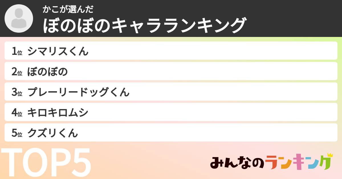 かこさんの「ぼのぼのキャラランキング」
