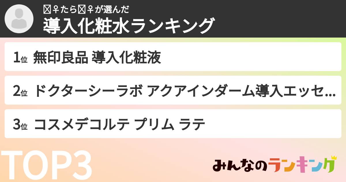 🧞‍♀️たら🧞‍♀️さんの「導入化粧水ランキング」