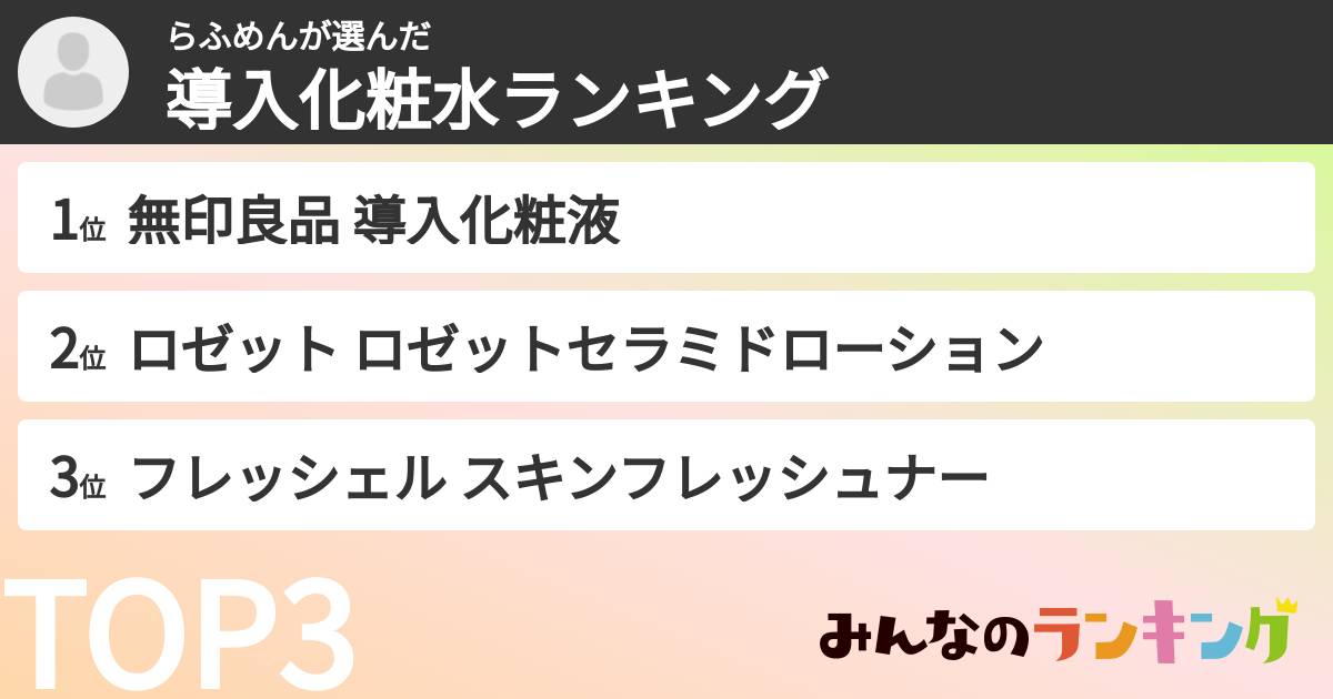 らふめんさんの「導入化粧水ランキング」