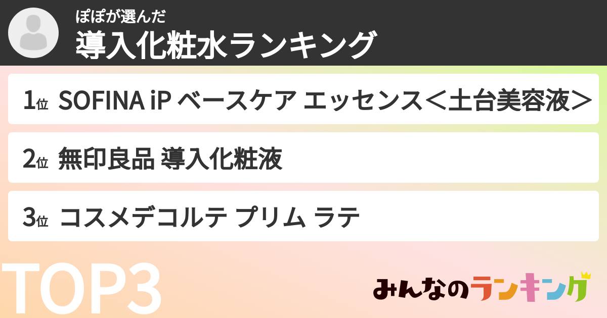 ぽぽさんの「導入化粧水ランキング」