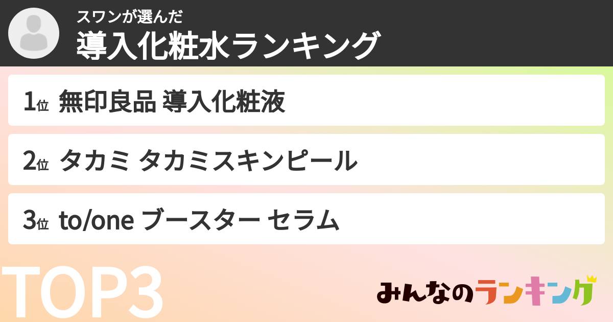 スワンさんの「導入化粧水ランキング」