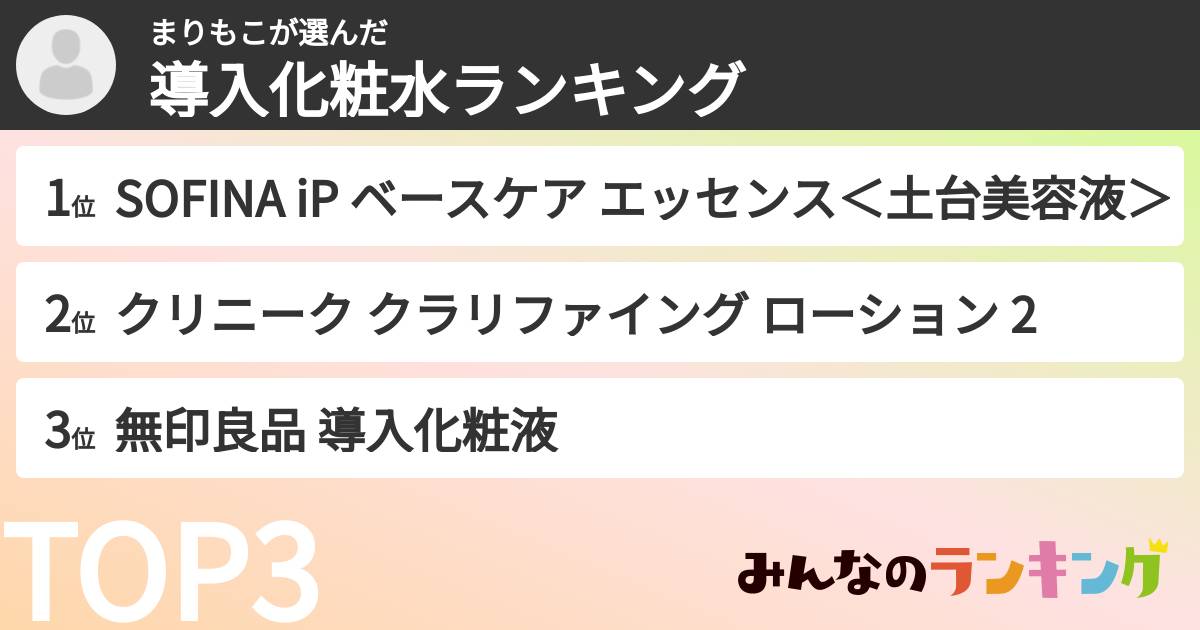 まりもこさんの「導入化粧水ランキング」