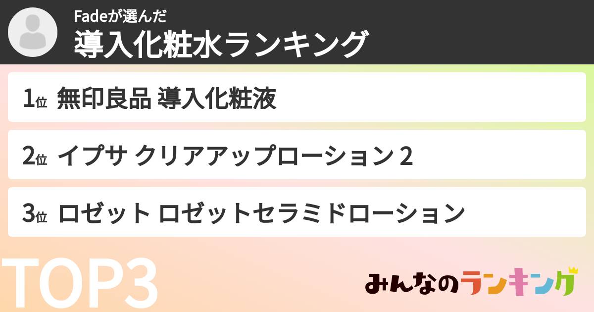 Fadeさんの「導入化粧水ランキング」