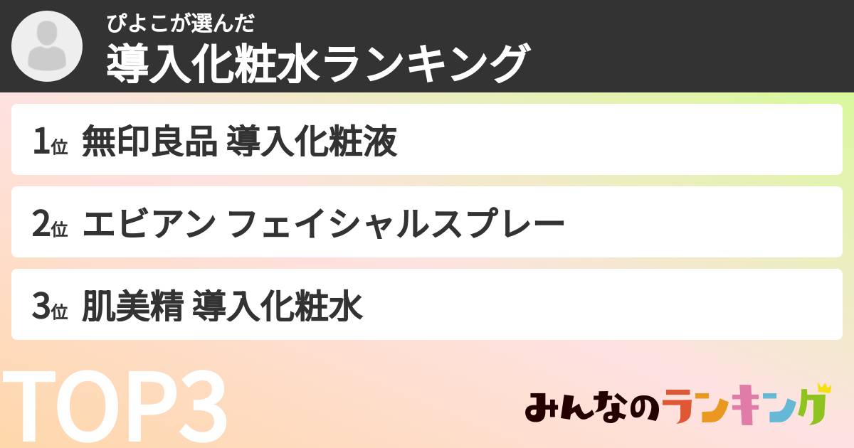 ぴよこさんの「導入化粧水ランキング」