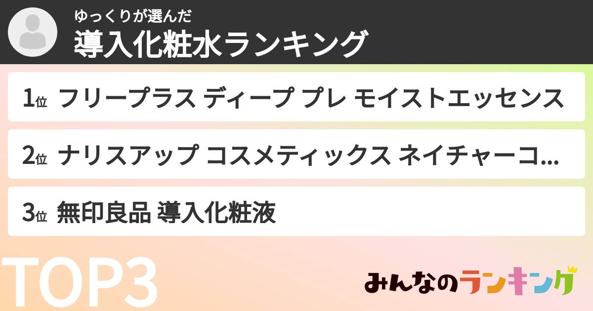 ゆっくりさんの「導入化粧水ランキング」