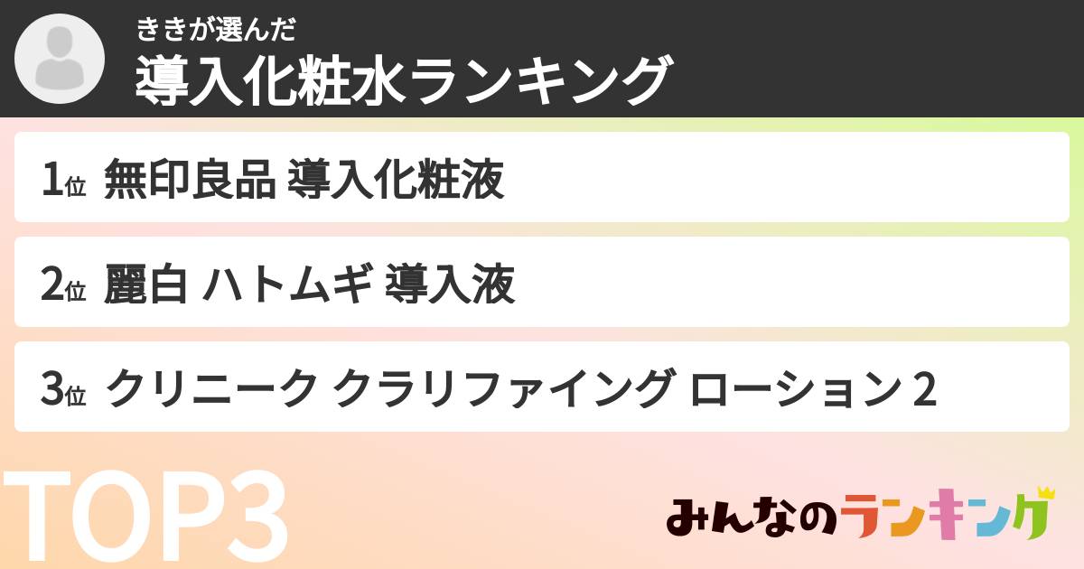 ききさんの「導入化粧水ランキング」
