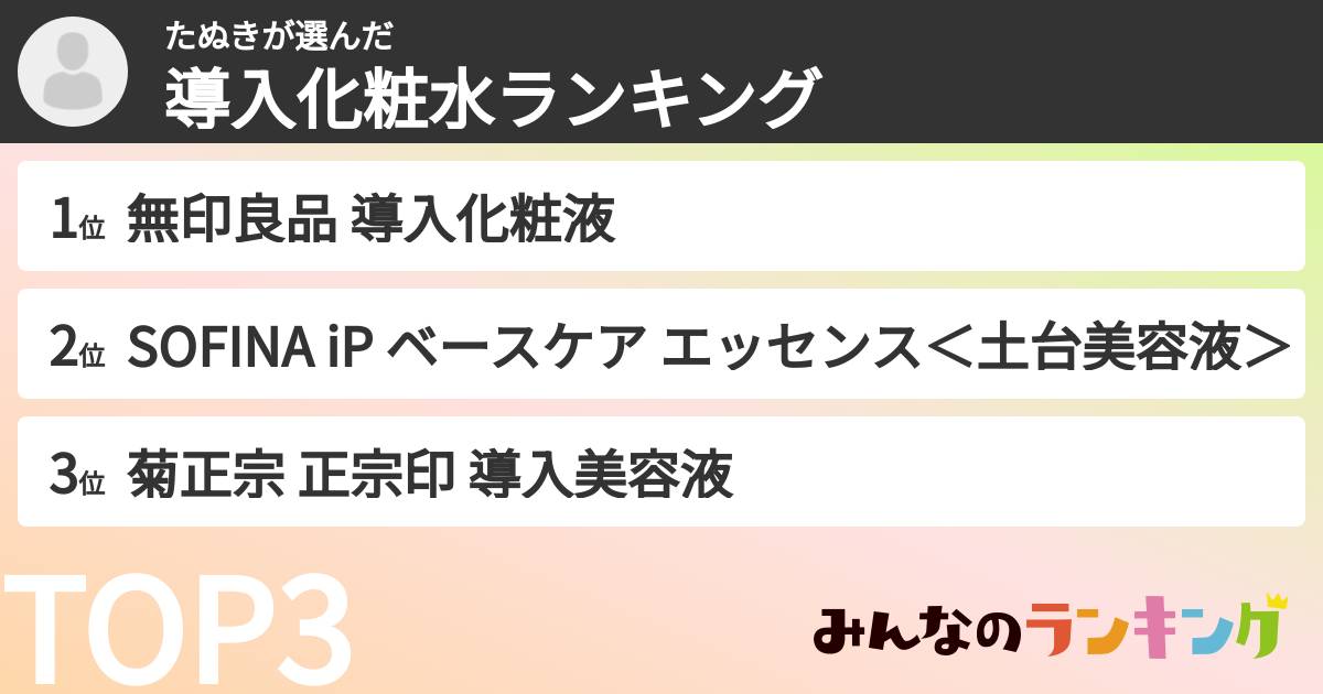 たぬきさんの「導入化粧水ランキング」